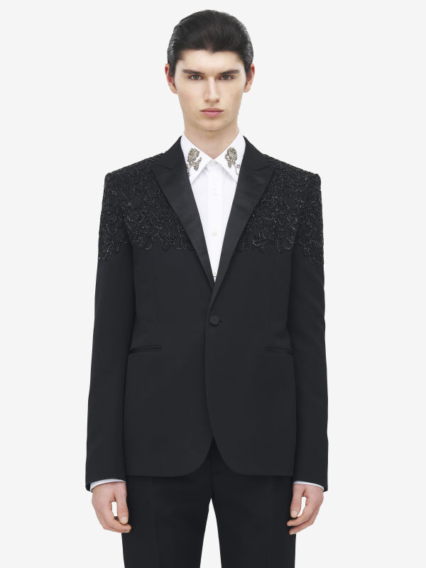 ALEXANDER MCQUEEN - Jet Embroidery Tuxedo Jacket - Item 838577QVAAA1000